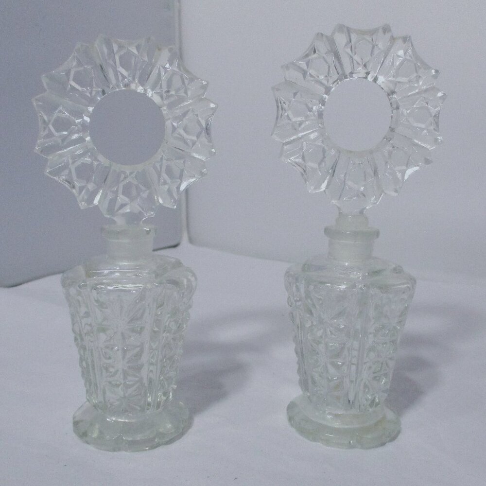 Vintage Set of 2 Empty Irice Perfume Bottles Made in Czechoslovakia Czech 1950's